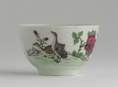 Appraisal: A rare Worcester teabowl printed and painted with two geese