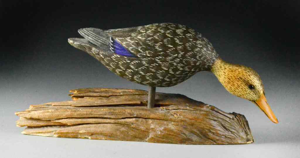 Appraisal: Ron Bainbridge Carved Wood Black DuckA finely carved and painted