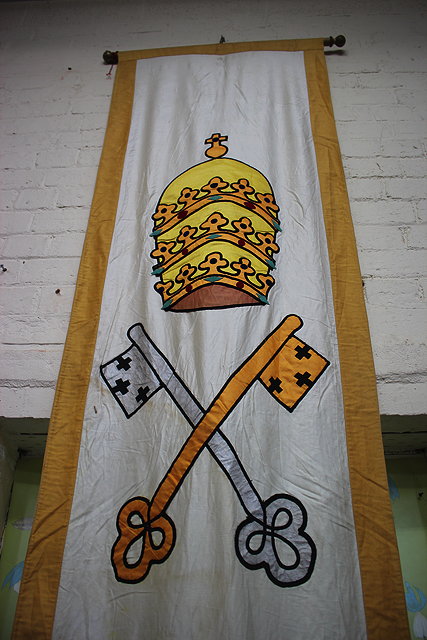 Appraisal: A LONG POSSIBLY CONTINENTAL BANNER in cream and gold material