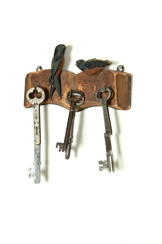 Appraisal: FOLK ART KEY RACK WITH KEYS American late th-early th