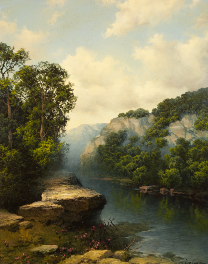 Appraisal: AUBREY DALE GREER OIL ON CANVAS American - River landscape