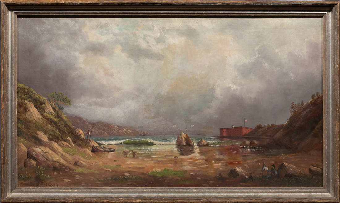 Appraisal: PAINTING COASTAL VIEW American School th century Coastal View oil