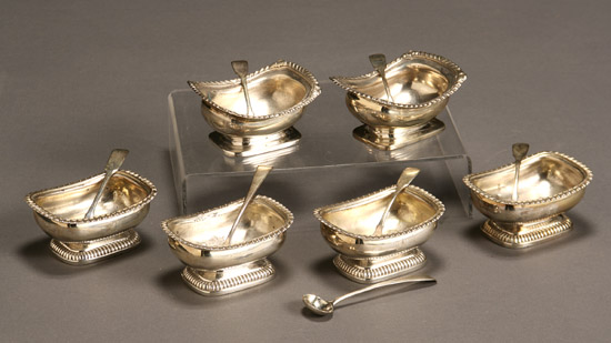 Appraisal: Group of Six George III-IV Silver Open Salts London First