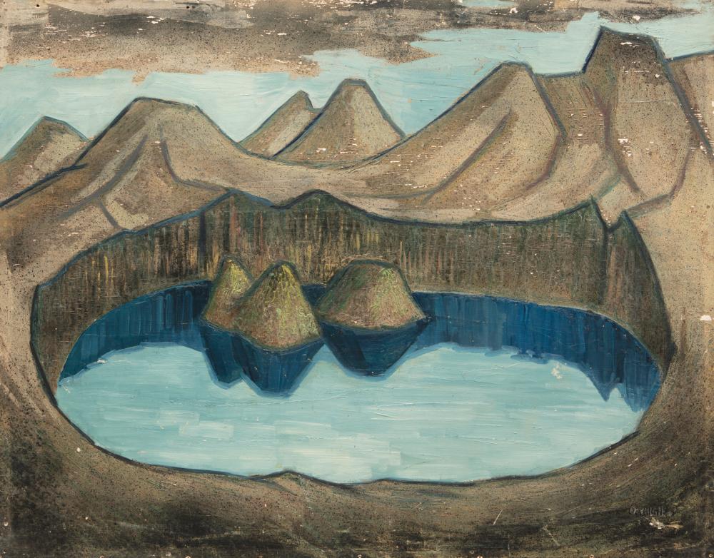 Appraisal: Latin American School th c Landscape with Mountains and Lake