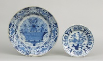 Appraisal: A Blue White Delft Charger and Plate ca Late th