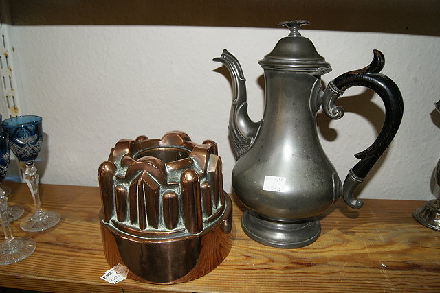 Appraisal: A PEWTER BALUSTER COFFEE POT th Century and a copper