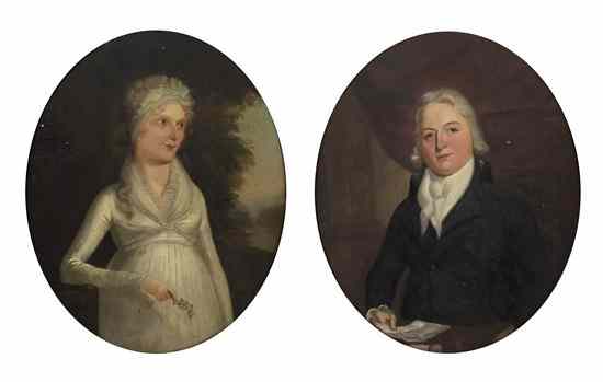 Appraisal: Continental School th century Pair of Oval Portraits oil on