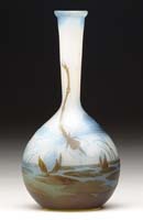 Appraisal: GALLE CAMEO VASE Banjo formed with very nice dragonfly and