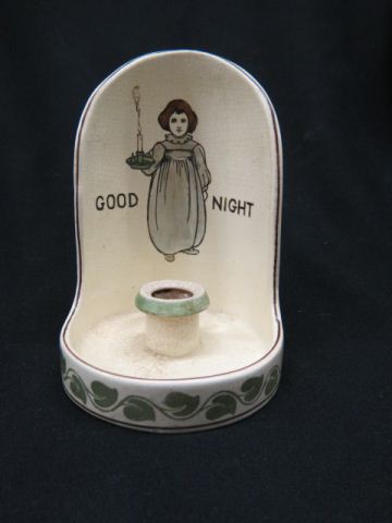 Appraisal: Roseville Pottery Early Creamware Chamberstick Good Night before typical crazing