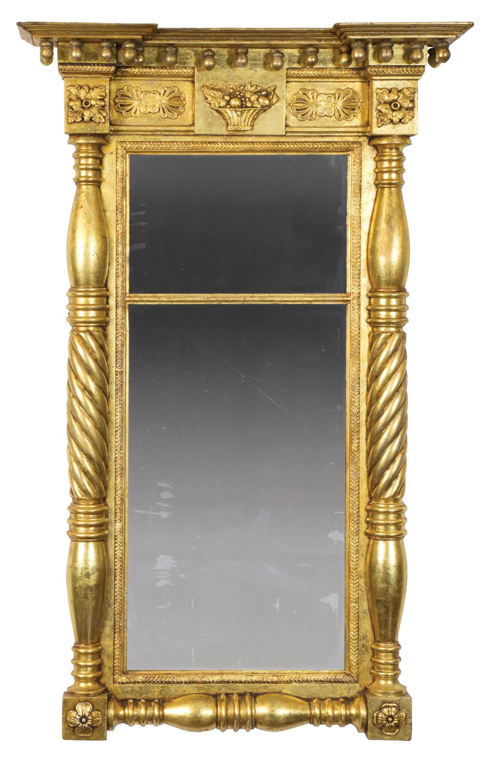 Appraisal: American Classical Giltwood Pier Mirror early th c cornice with