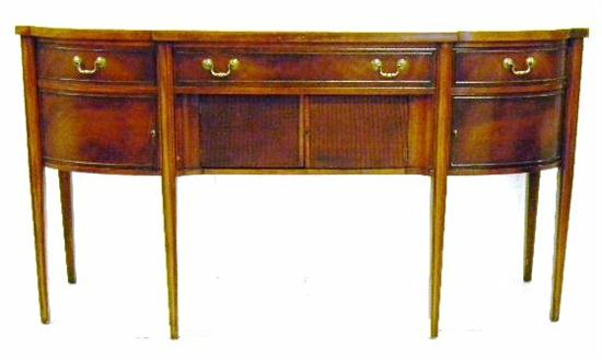 Appraisal: Mahogany Hepplewhite style sideboard cherry finish bow front one long