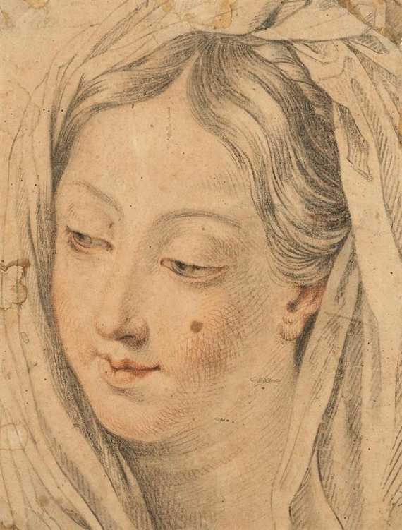 Appraisal: FRENCH TH CENTURY Study of the head of the Virgin