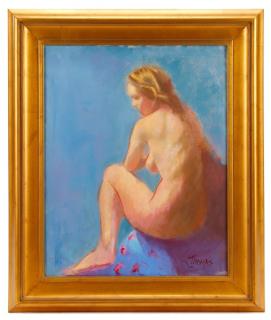 Appraisal: Leslie Thomas Nude from Behind Oil on Canvas Leslie Thomas