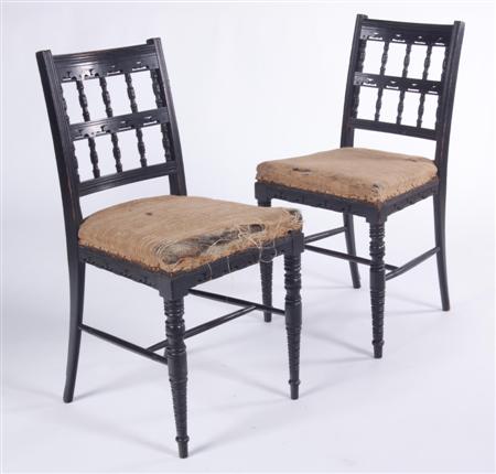 Appraisal: BRUCE J TALBERT PAIR OF CHAIRS LATE TH CENTURY ebonised