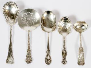 Appraisal: STERLING SERVING SPOONS FIVE STERLING SERVING SPOONS FIVE Serving spoon