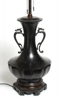 Appraisal: Large Japanese Cast Bronze Vase Mounted as a Lamp Circa