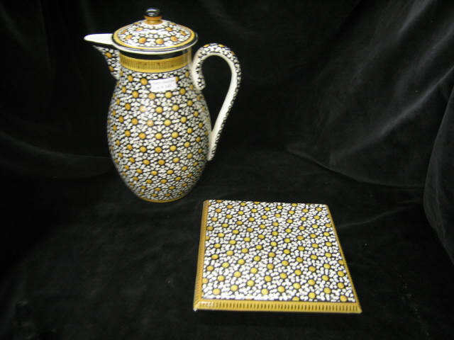 Appraisal: Mettlach Art Pottery Coffeepot Trivet deco decor