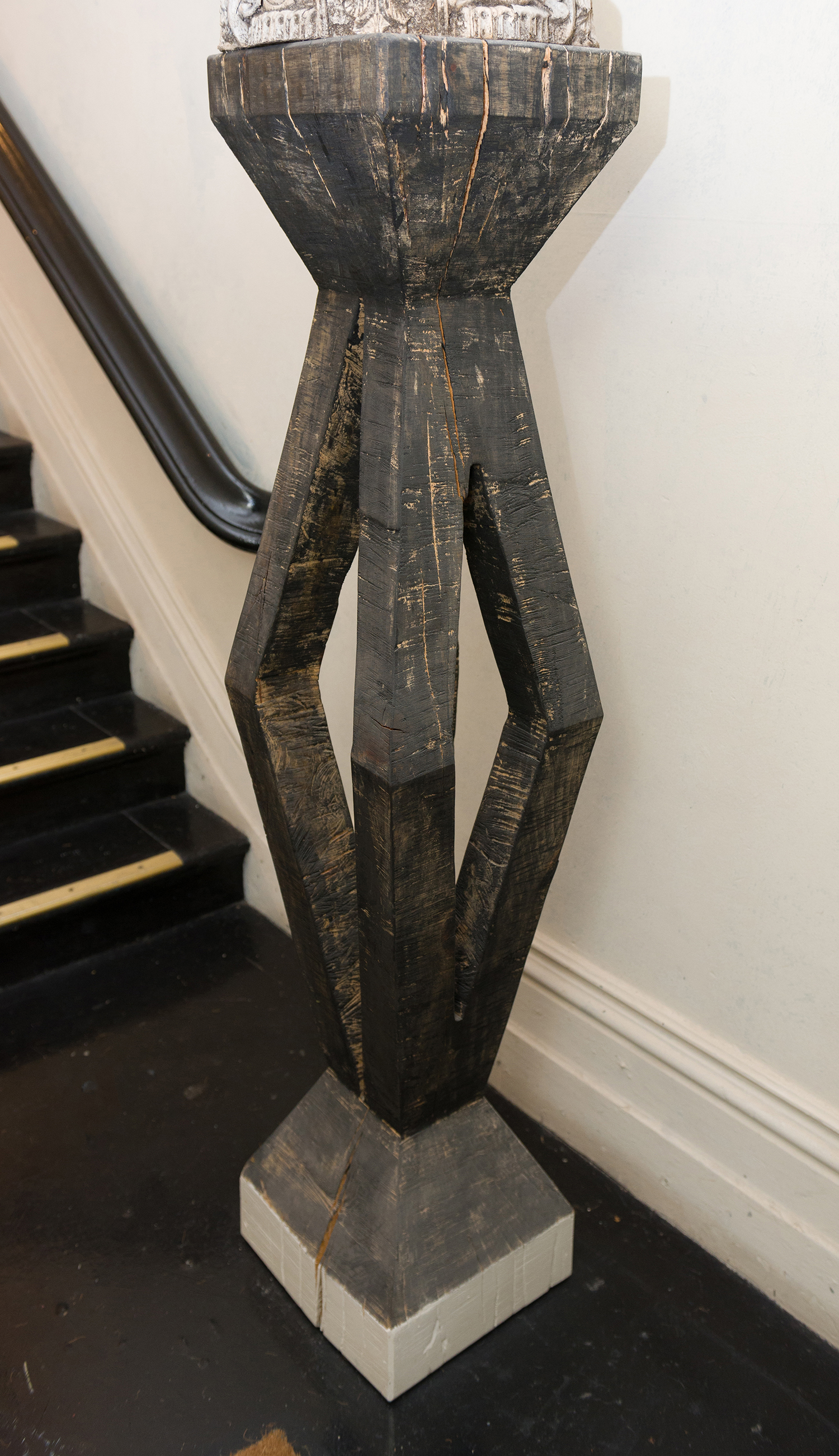 Appraisal: A UNIQUE CARVED TIMBER PEDESTAL h x w x d