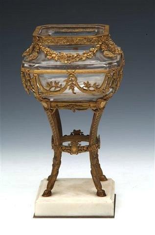 Appraisal: A TH CENTURY FRENCH GILT METAL AND GLASS VASE the