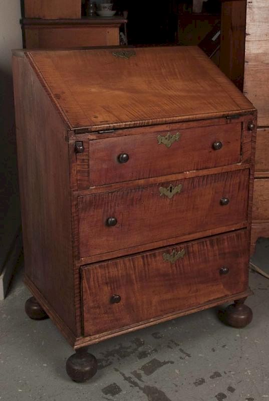 Appraisal: Diminutive Slant Top Desk Diminutive tiger maple slant top desk