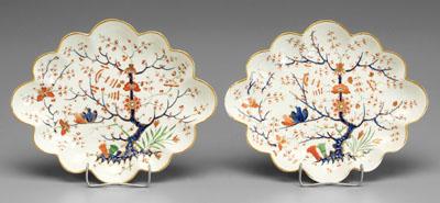 Appraisal: Pair of Derby shallow bowls cartouche shaped with scalloped borders