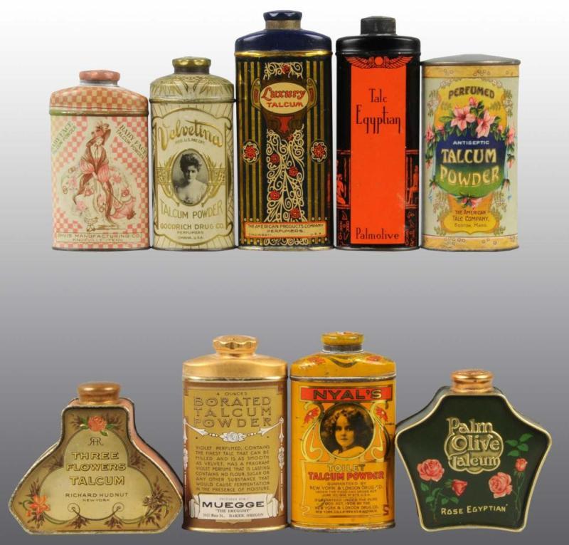 Appraisal: Lot of Talc Tins Description Includes one for Velvetina brand