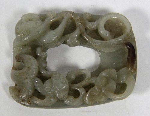 Appraisal: A jade buckle finely carved scrolls a Kylin foliage etc