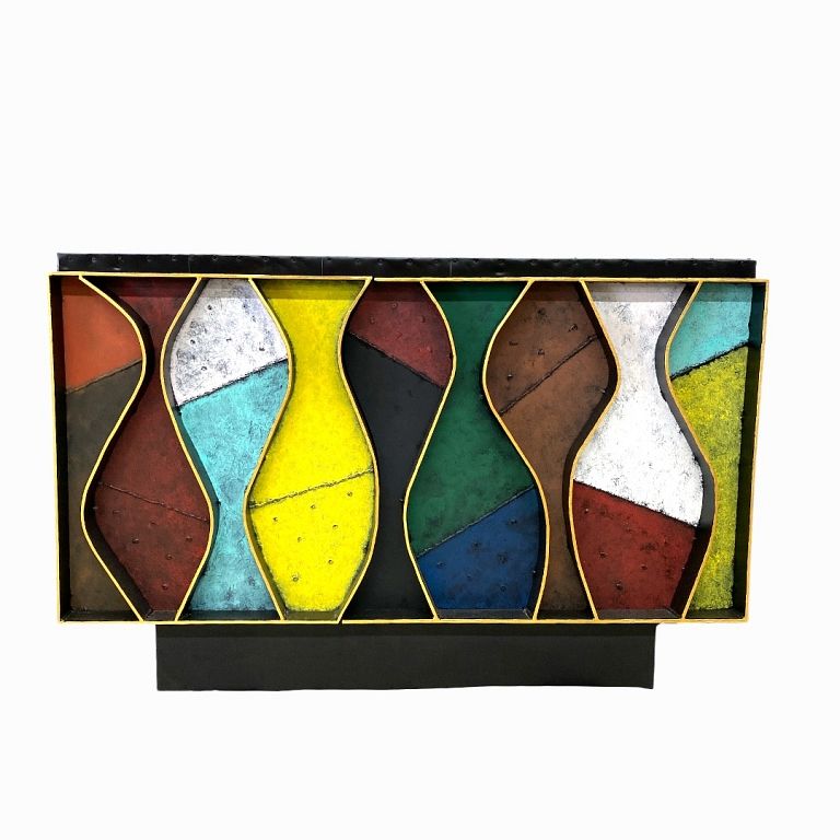 Appraisal: Paul Evans Style Wavy Front Cabinet Paul Evans Style Wavy