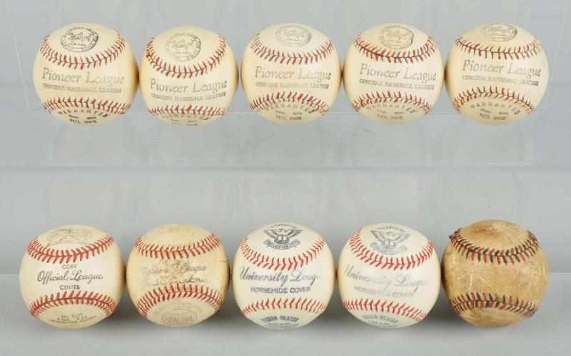 Appraisal: Lot of Early Vintage Baseballs Description Five are Pioneer League