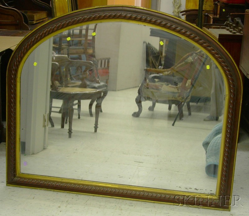 Appraisal: Victorian Partial-gilt Walnut Arch-top Overmantel Mirror approx ht wd in