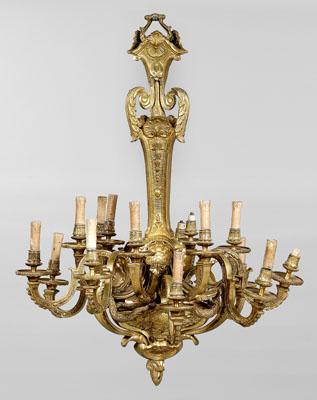 Appraisal: -light bronze chandelier arms in two tiers swag decoration above