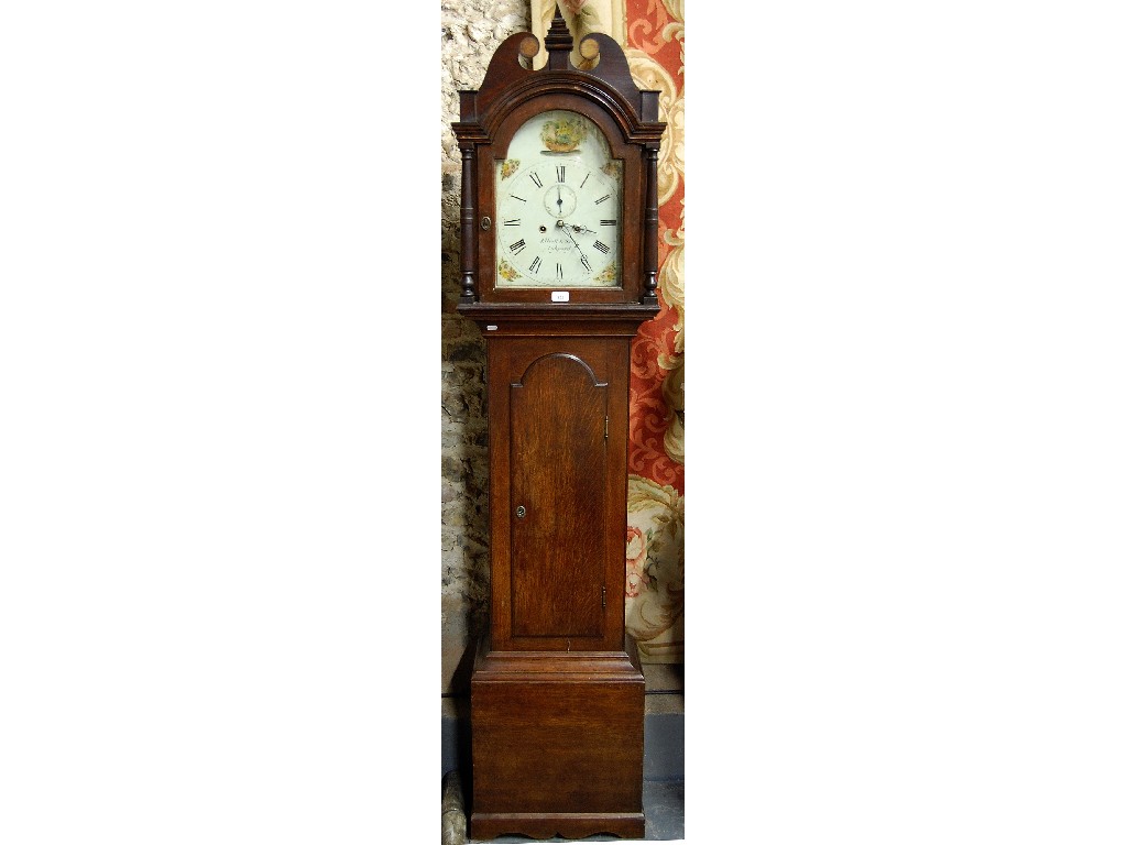 Appraisal: George III oak -day longcase clock with painted arch dial