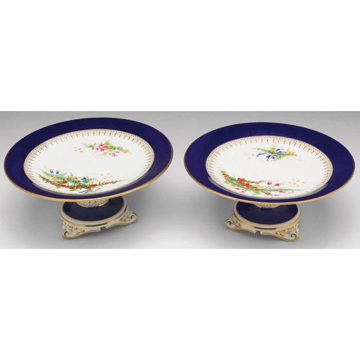 Appraisal: Royal China Works compotes pair blue and white porcelain with