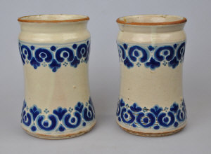 Appraisal: A pair of early th century Dutch drug jars cm