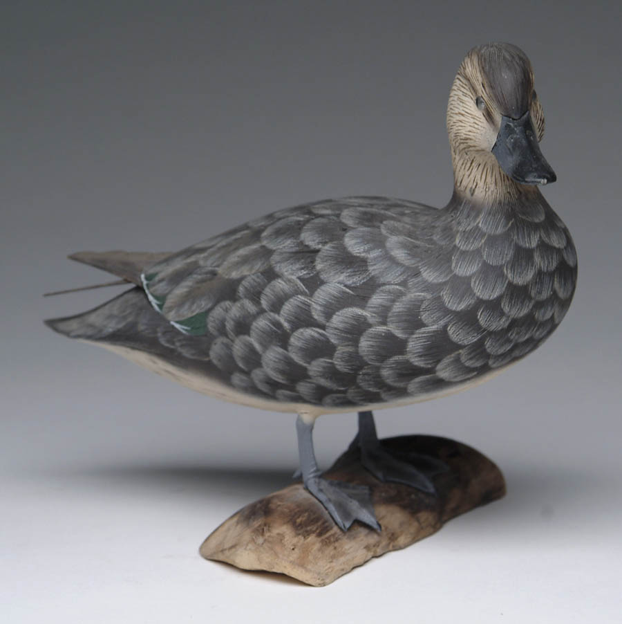 Appraisal: WILLIAM VEASEY CARVED DECORATIVE GREEN WING TEAL HEN This beautiful