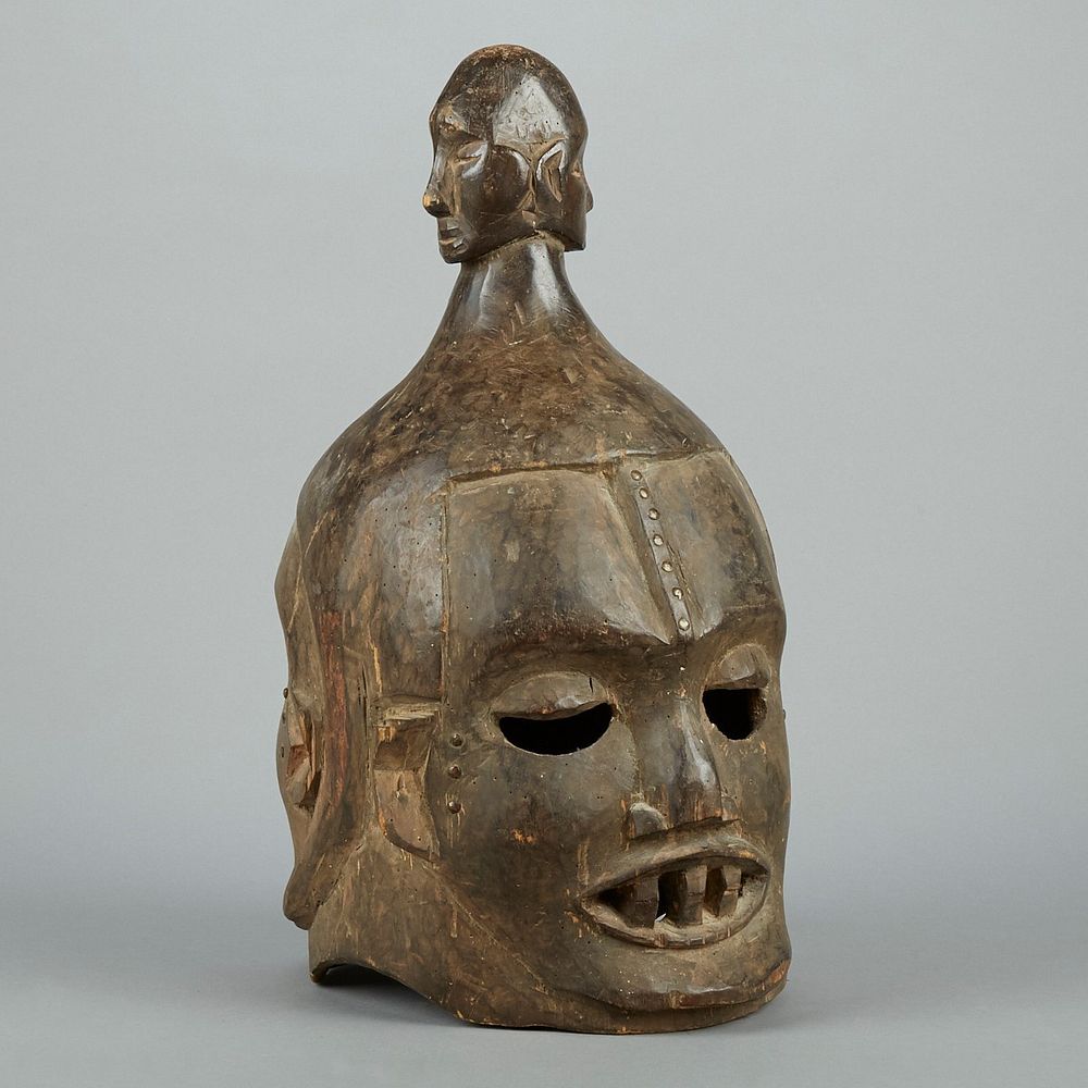 Appraisal: African Ekoi Janus Helmet Mask Ekoi Janus Helmet Mask Carved