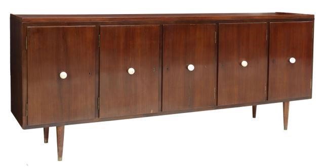 Appraisal: Italian mid-century modern mahogany sideboard c s rectangular case fitted