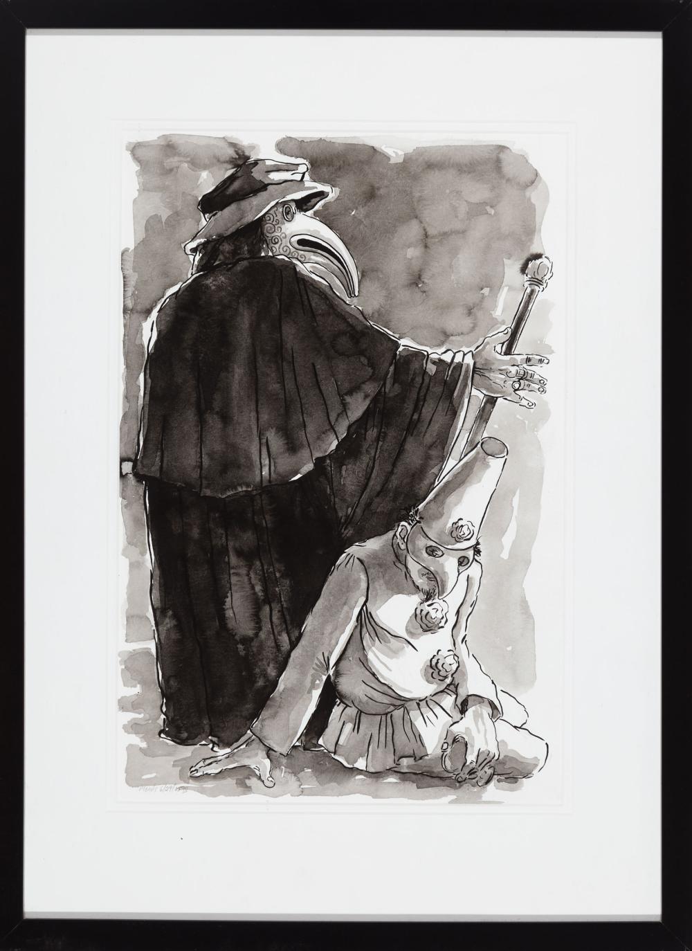 Appraisal: Michael Meads American Alabama b Plague Doctor Study III ink