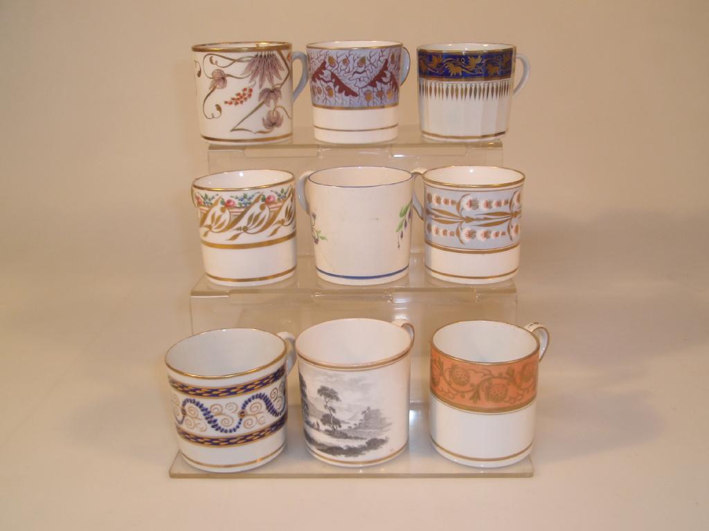 Appraisal: Nine porcelain coffee cans circa and later including Barr Flight