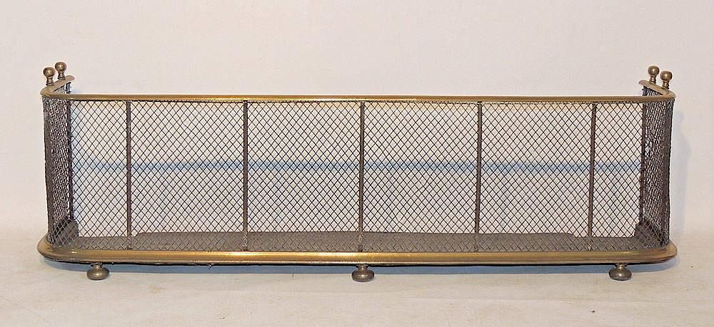 Appraisal: Brass and Wire Fireplace Screen On raised feet - tall