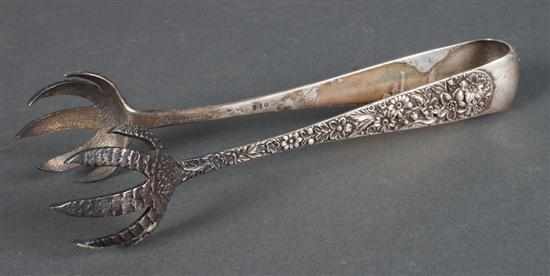 Appraisal: American sterling silver ice tongs in the ''Repousse'' pattern S