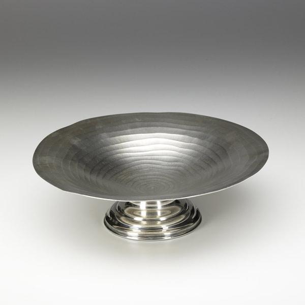 Appraisal: JAPANESE SILVER PRESENTATION BOWL Flared modernist bowl with textured interior