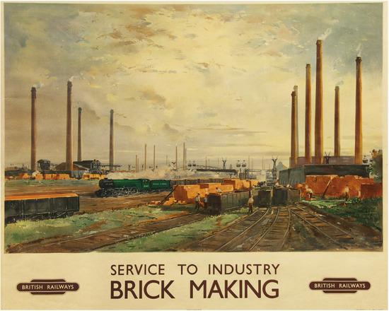 Appraisal: CUNDALL Charles Ernest - BRICK MAKING British Railways lithograph in