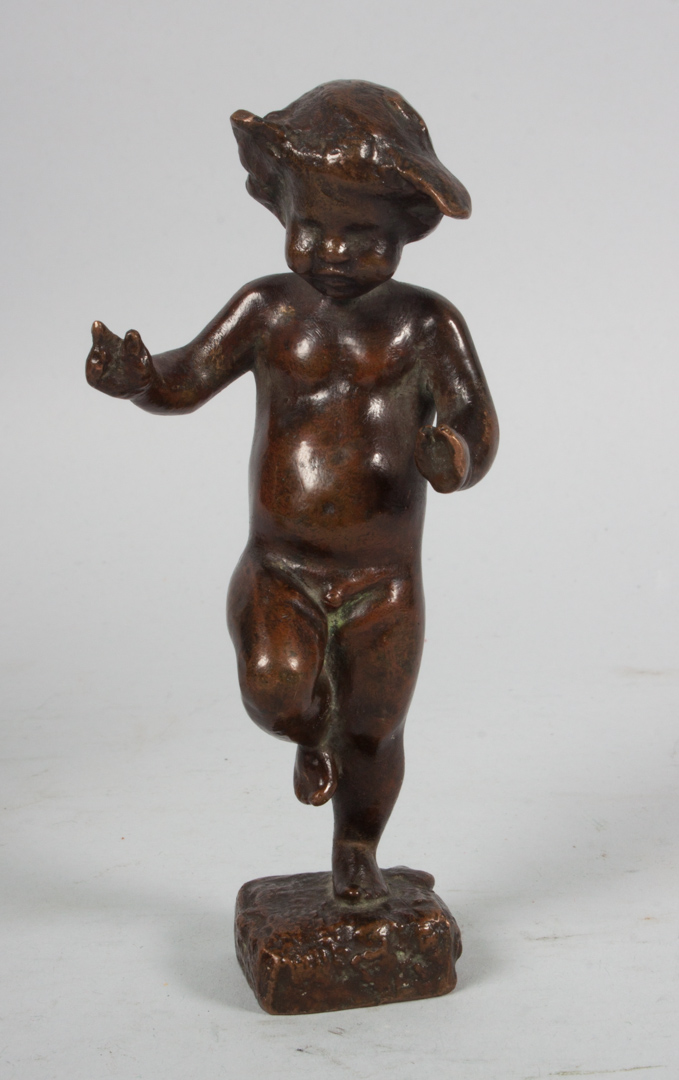 Appraisal: American School th c Bronze nude brown patina modeled as