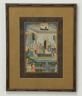 Appraisal: Indo-Persian gouache on cloth early to mid th century depicting