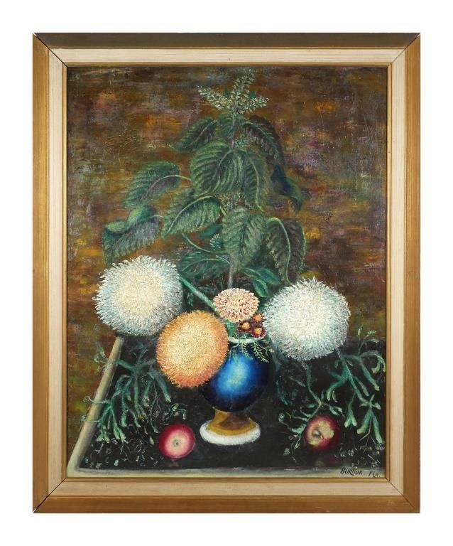 Appraisal: DAVID BURLIUK STILL LIFE O C FLORIDAOil on canvas floral