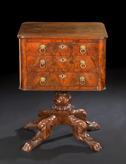 Appraisal: American Late Classical Mahogany Work Table second quarter th century