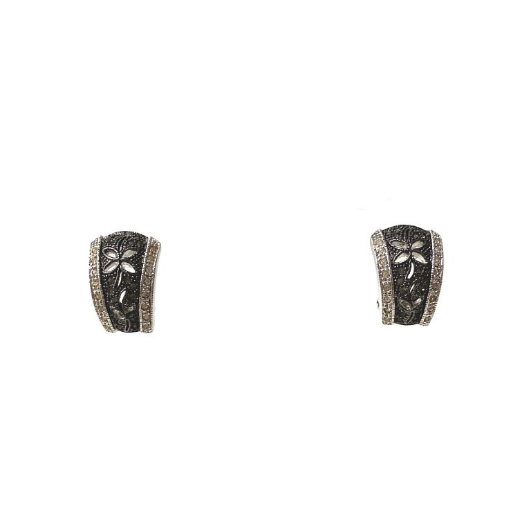 Appraisal: Pair of Black and White Stone Earrings Pair of Black