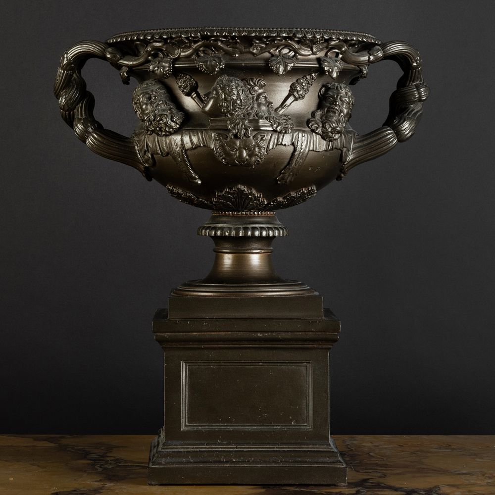 Appraisal: Metal Model of the Warwick Vase on Stand x x