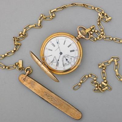 Appraisal: WALTHAM POCKET WATCH AND ACCESSORIES Waltham jewels g f case